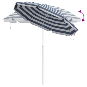 Parasol da Spiaggia  con Palo in Alluminio Blu e Bianco 240 cm