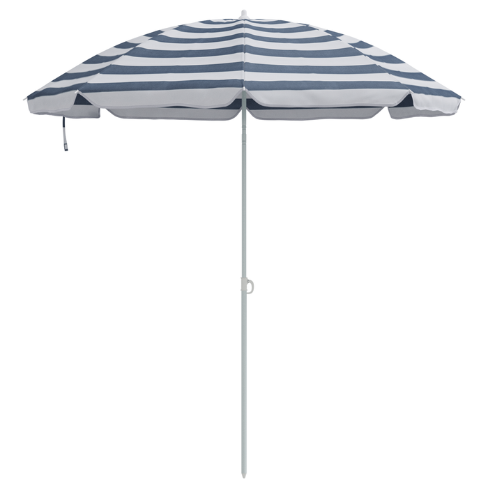 Parasol da Spiaggia  con Palo in Alluminio Blu e Bianco 240 cm