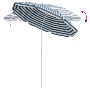 ombrellone da spiaggia  con palo in alluminio blu e bianco 300 cm