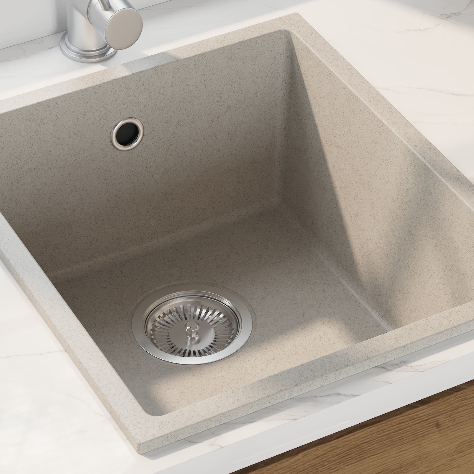 Lavello da Cucina con Foro di Sovrappasso Granito Beige