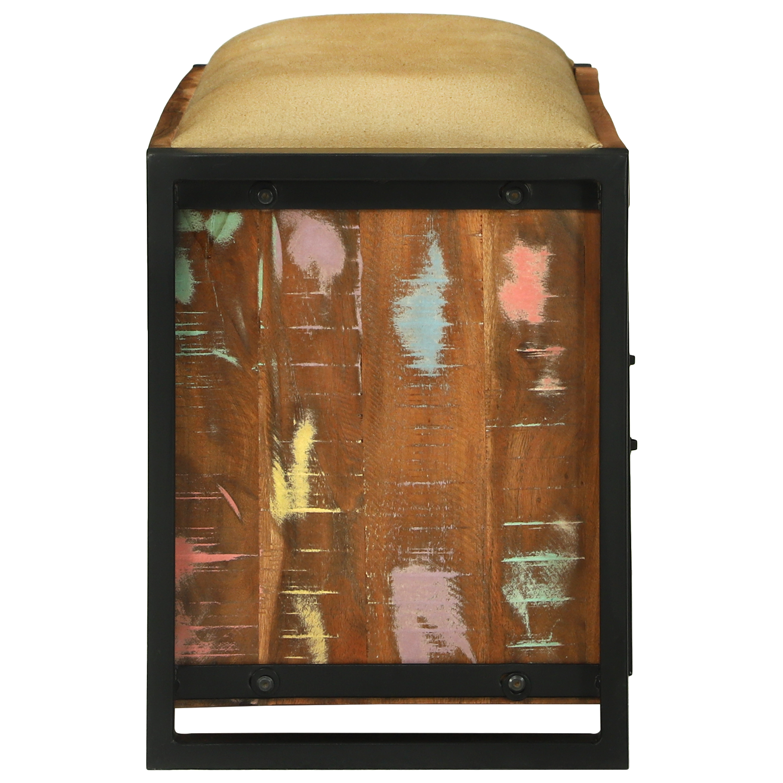 Panchina Cabinet Multicolore 100x35x50 cm Legno Massello di Recupero