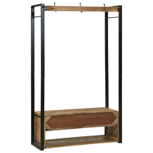 Ripiano per abbigliamento con ganci e scaffali 110x40x179 cm Legno massello grezzo di mango