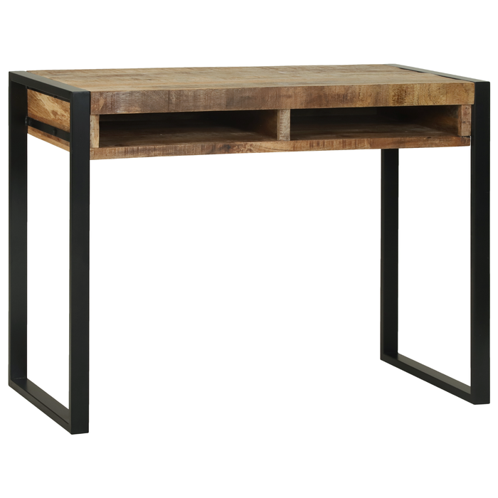 Tavolo da trucco con specchio 100x50x75 cm in legno massello grezzo di mango