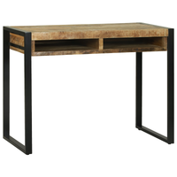 Tavolo da trucco con specchio 100x50x75 cm in legno massello grezzo di mango