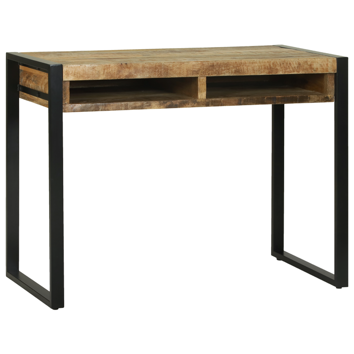 Tavolo da trucco con specchio 100x50x75 cm in legno massello grezzo di mango