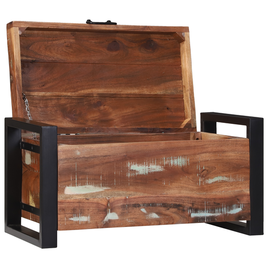 Bauli di stoccaggio 60x30x30cm in legno massello di recupero e metallo