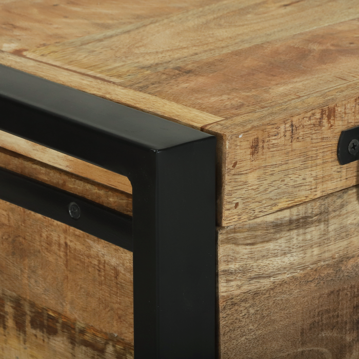 Baule di Stoccaggio 80x30x30cm in Legno di Mango e Metallo