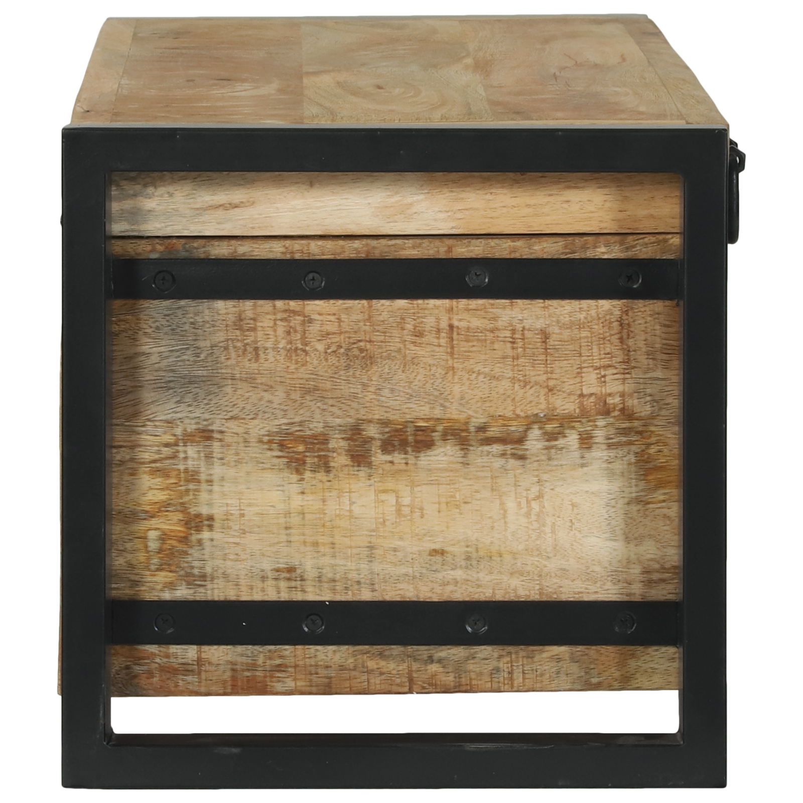 Baule di Stoccaggio 80x30x30cm in Legno di Mango e Metallo