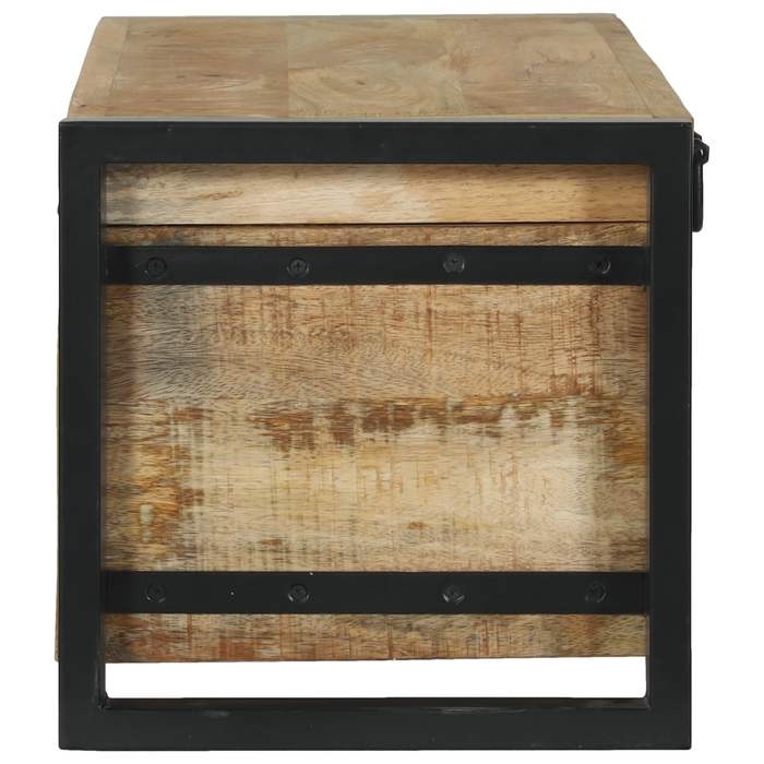 Baule di Stoccaggio 80x30x30cm in Legno di Mango e Metallo