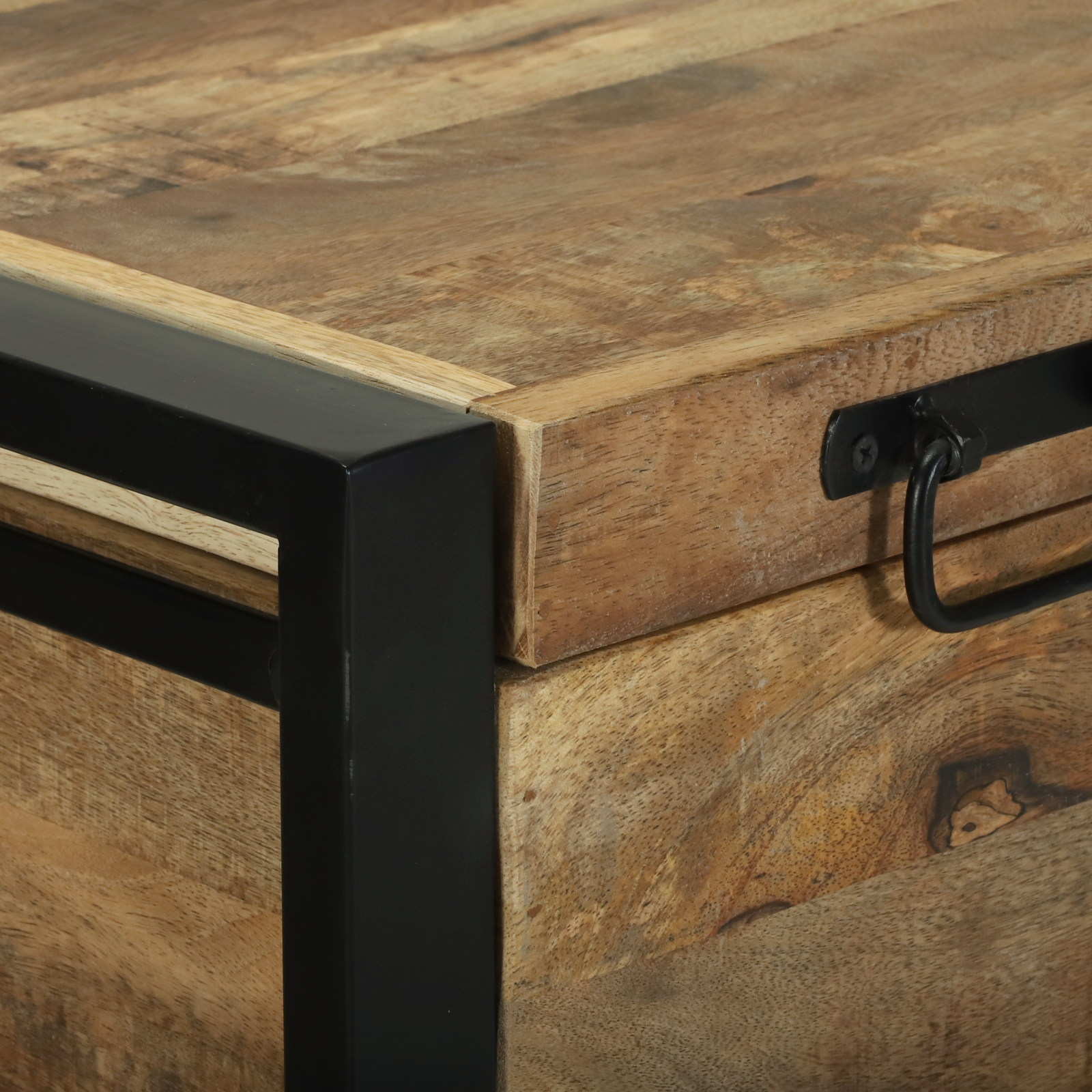 Scatola di immagazzinaggio 80x35x45 cm in legno massello di mango grezzo