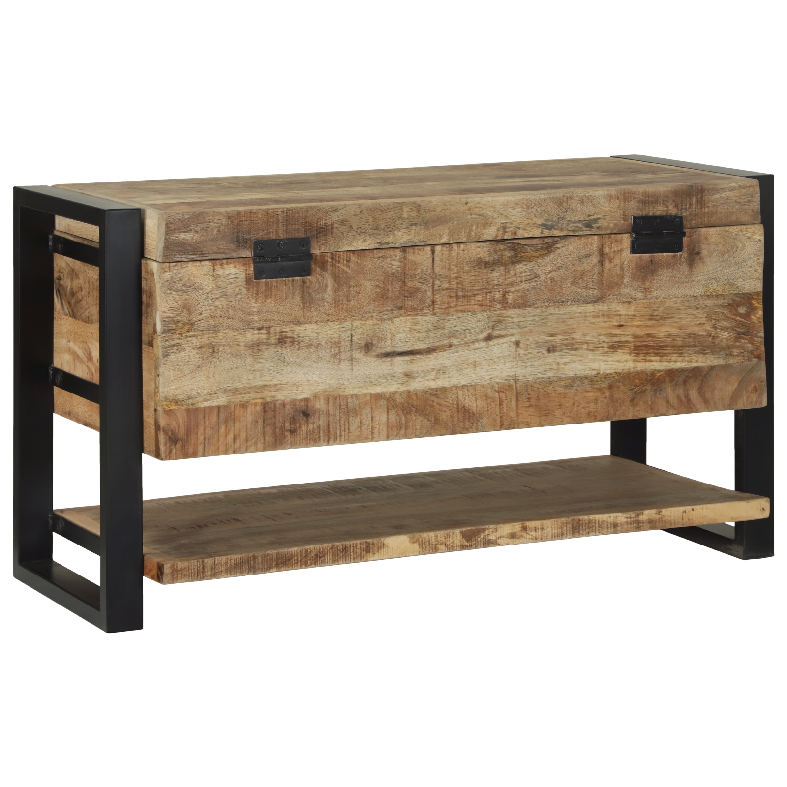 Scatola di immagazzinaggio 80x35x45 cm in legno massello di mango grezzo