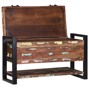 Scatola di stoccaggio multicolore 80x35x45 cm in legno massello di recupero