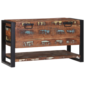 Scatola di stoccaggio multicolore 80x35x45 cm in legno massello di recupero