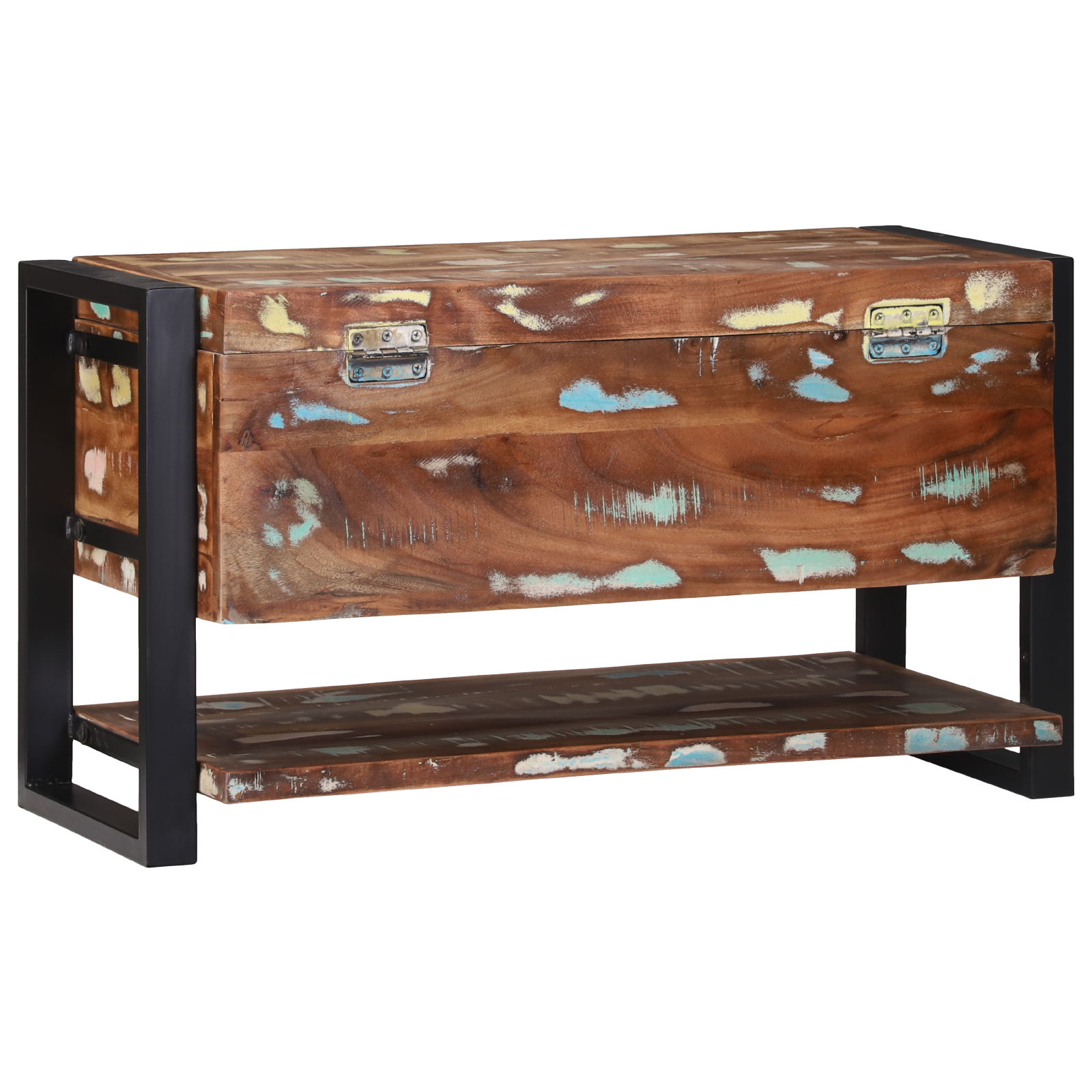 Scatola di stoccaggio multicolore 80x35x45 cm in legno massello di recupero