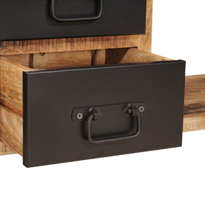 Panchina da Stoccaggio con Canvas 80x35x40 cm Legno Massello di Mango Grezzo