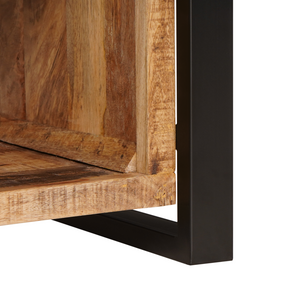 Panchina da Stoccaggio con Canvas 80x35x40 cm Legno Massello di Mango Grezzo