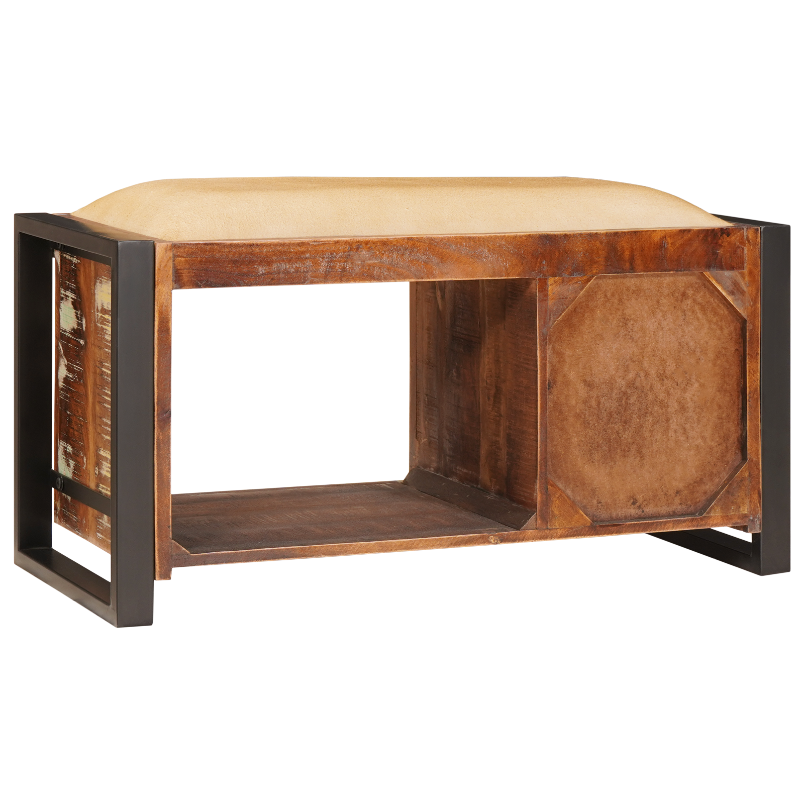 Panchina da archiviazione Multicolore 80x35x40 cm Legno solido di recupero