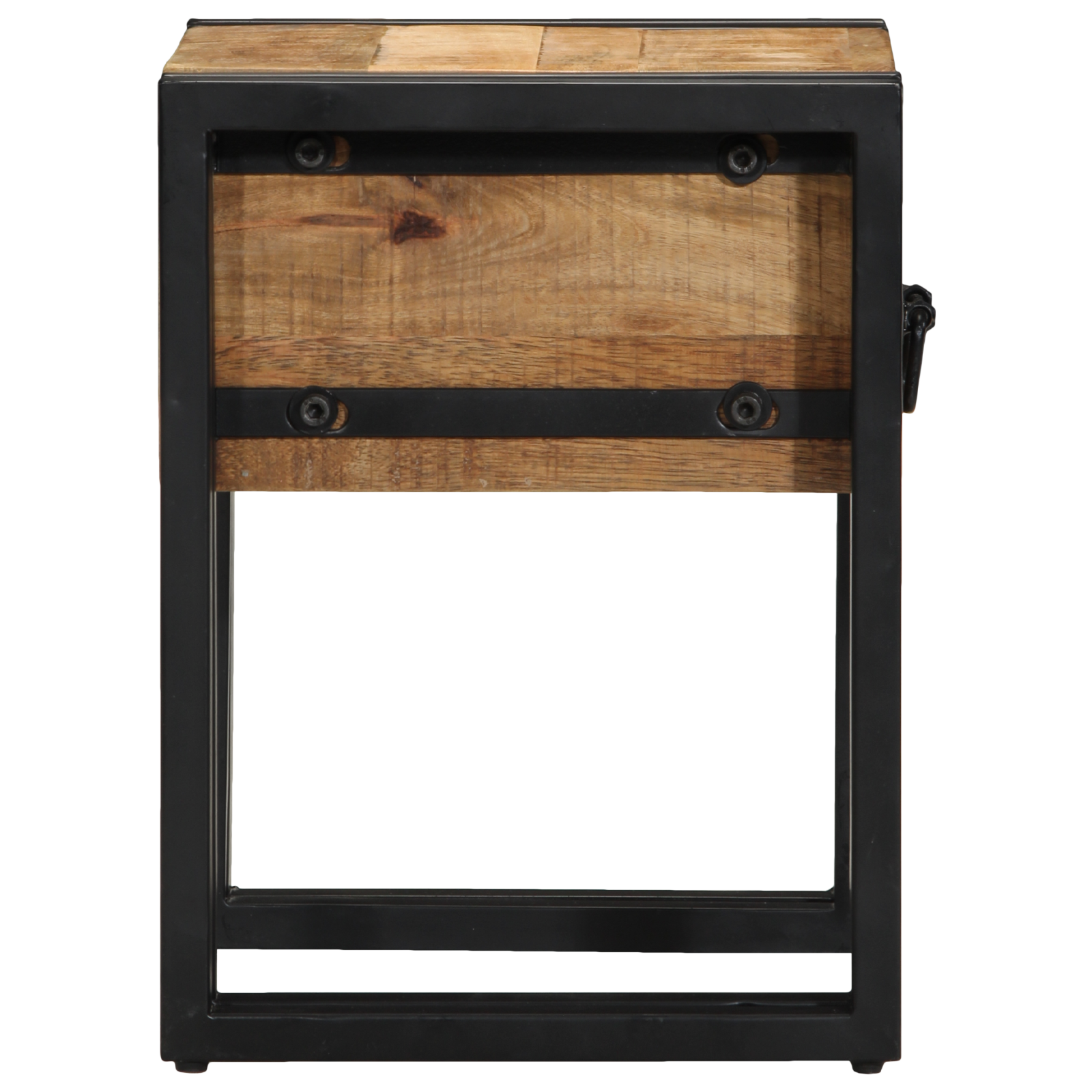 Tavolino con cassetto nero 30x30x40 cm in legno massello di mango