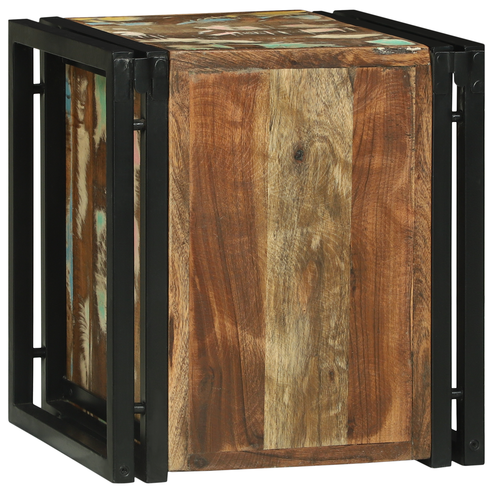 Porta Bottiglie 34.5x35x39 cm Legno Massello di Recupero