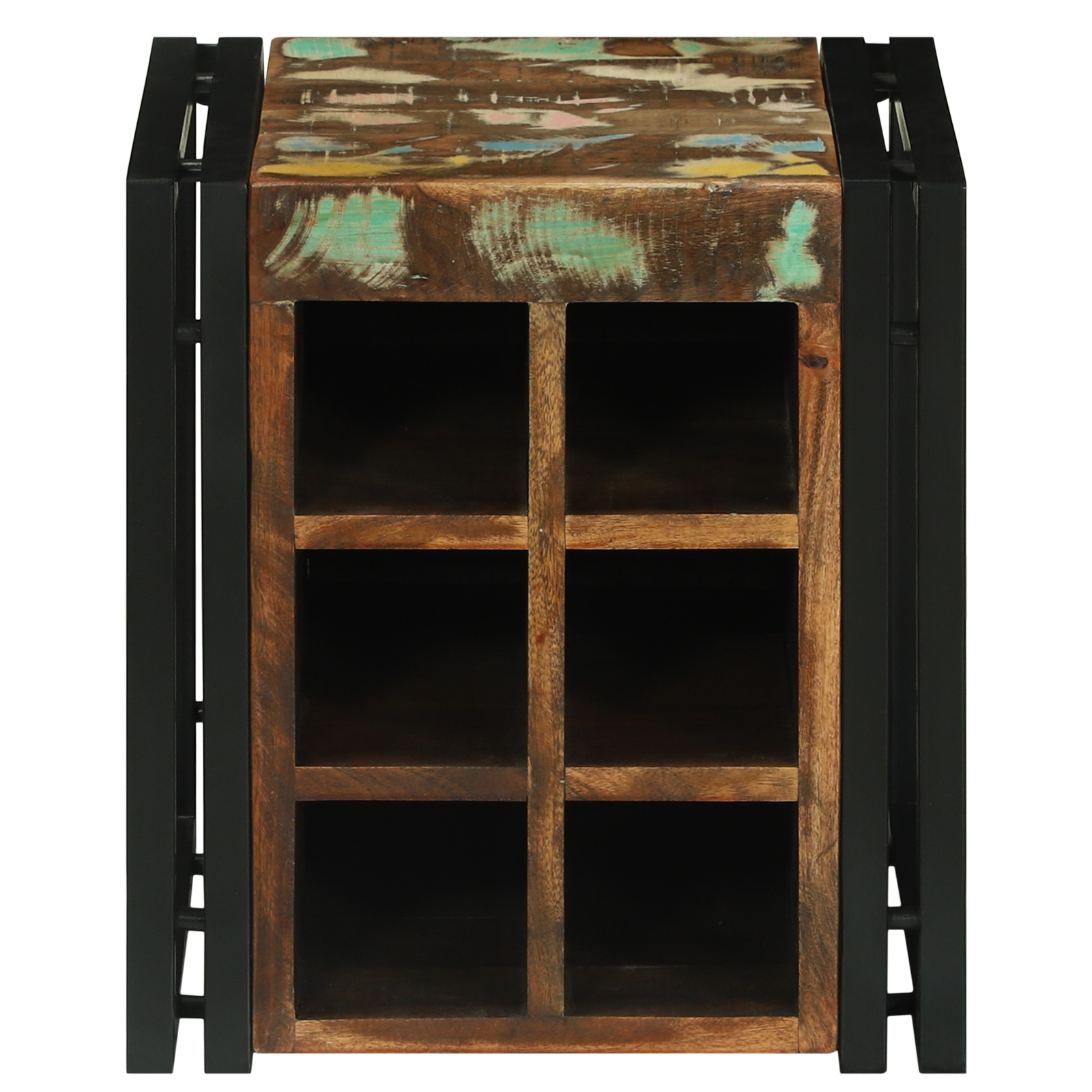 Porta Bottiglie 34.5x35x39 cm Legno Massello di Recupero