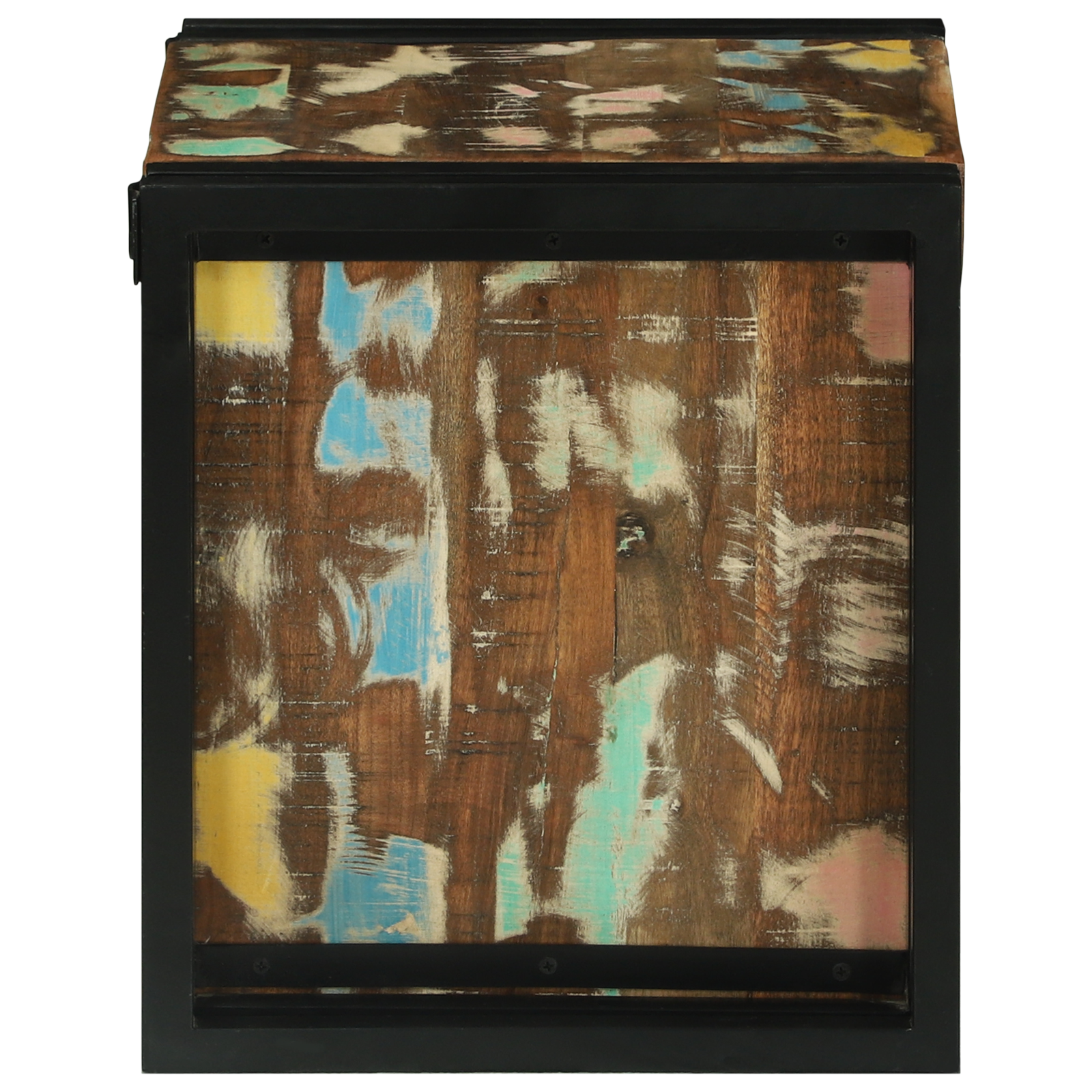 Porta Bottiglie 34.5x35x39 cm Legno Massello di Recupero