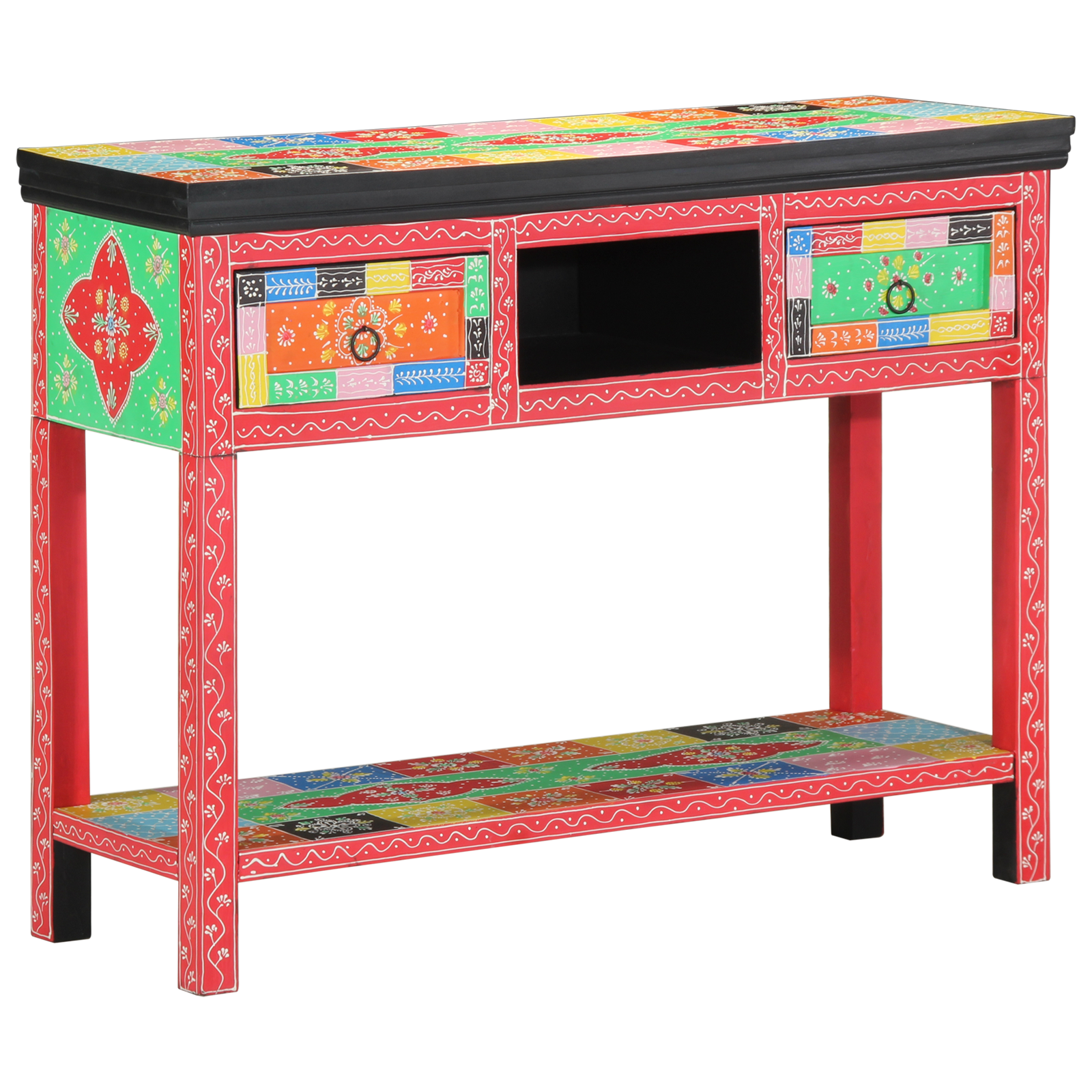 Tavolo Consolle Colorato 100x30x75 cm in Legno Massello di Mango