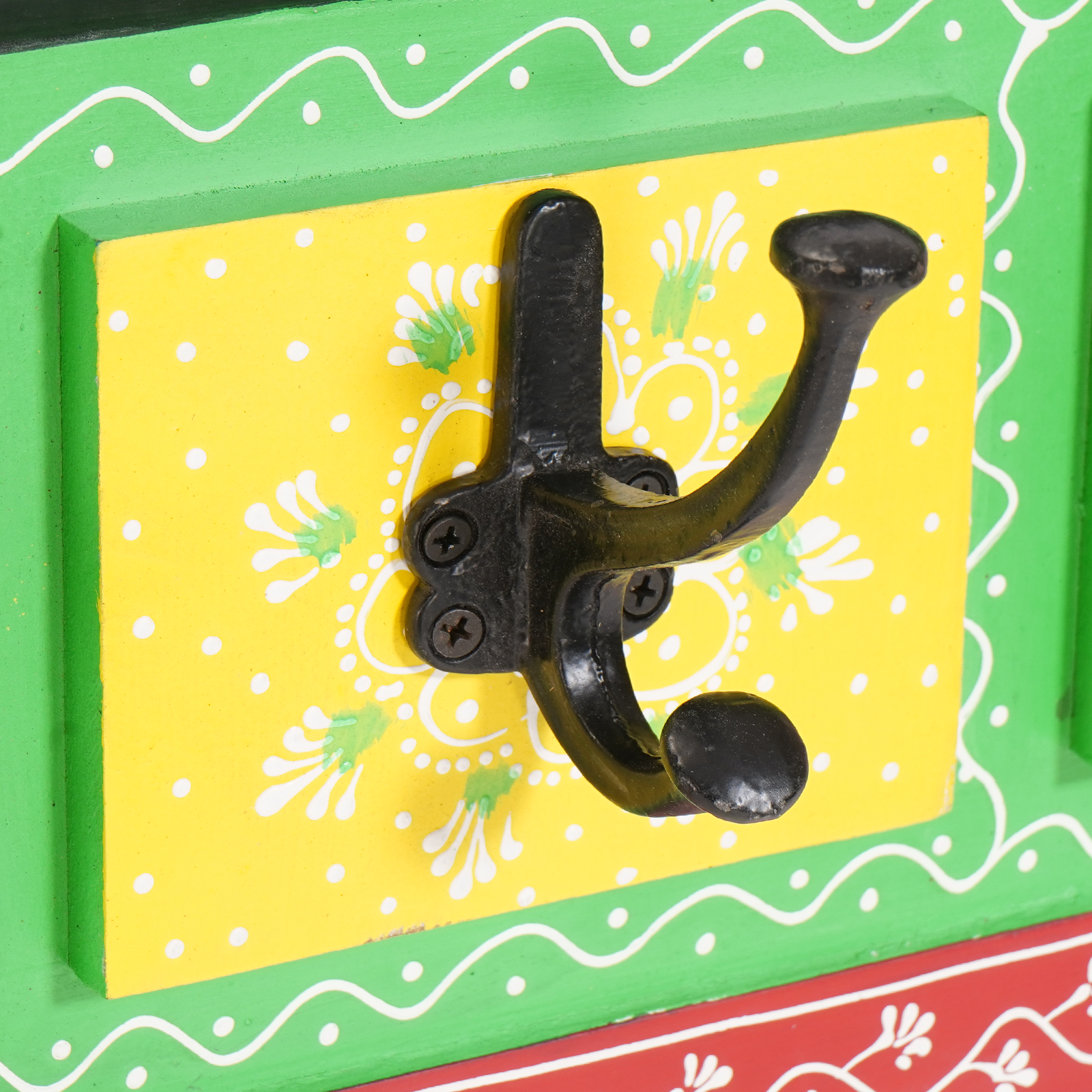 Appendiabiti da parete con 4 ganci 80x25x2 cm in legno mango e legno ingegnerizzato