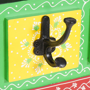 Appendiabiti da parete con 4 ganci 80x25x2 cm in legno mango e legno ingegnerizzato