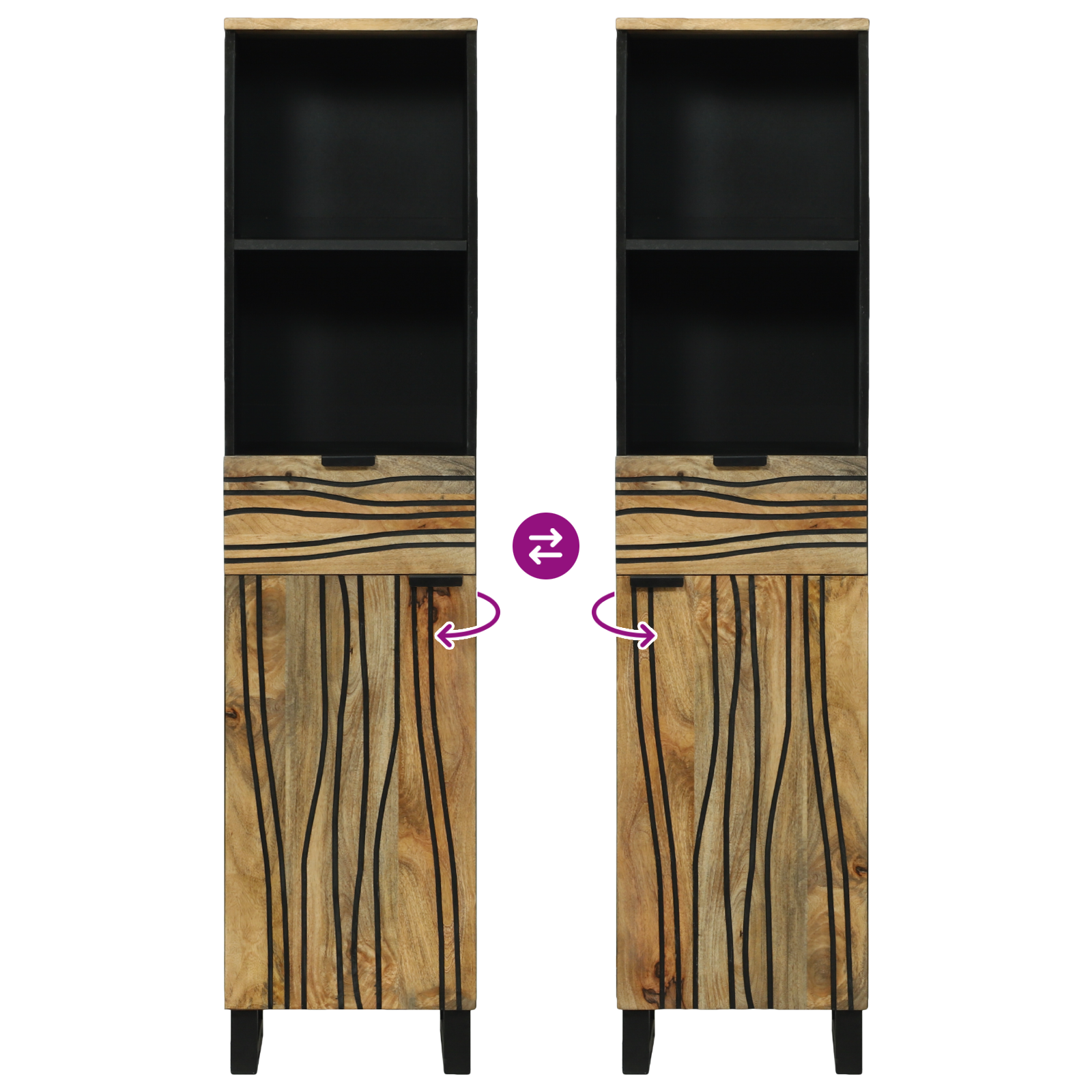 Mobiletto da Bagno 38x33.5x160 cm Legno Massello Mango