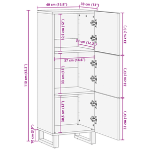 Alto Armario 40x33.5x110 cm in Legno Massello di Mango