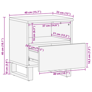 Comodino 40x33x46 cm Legno massiccio di mango