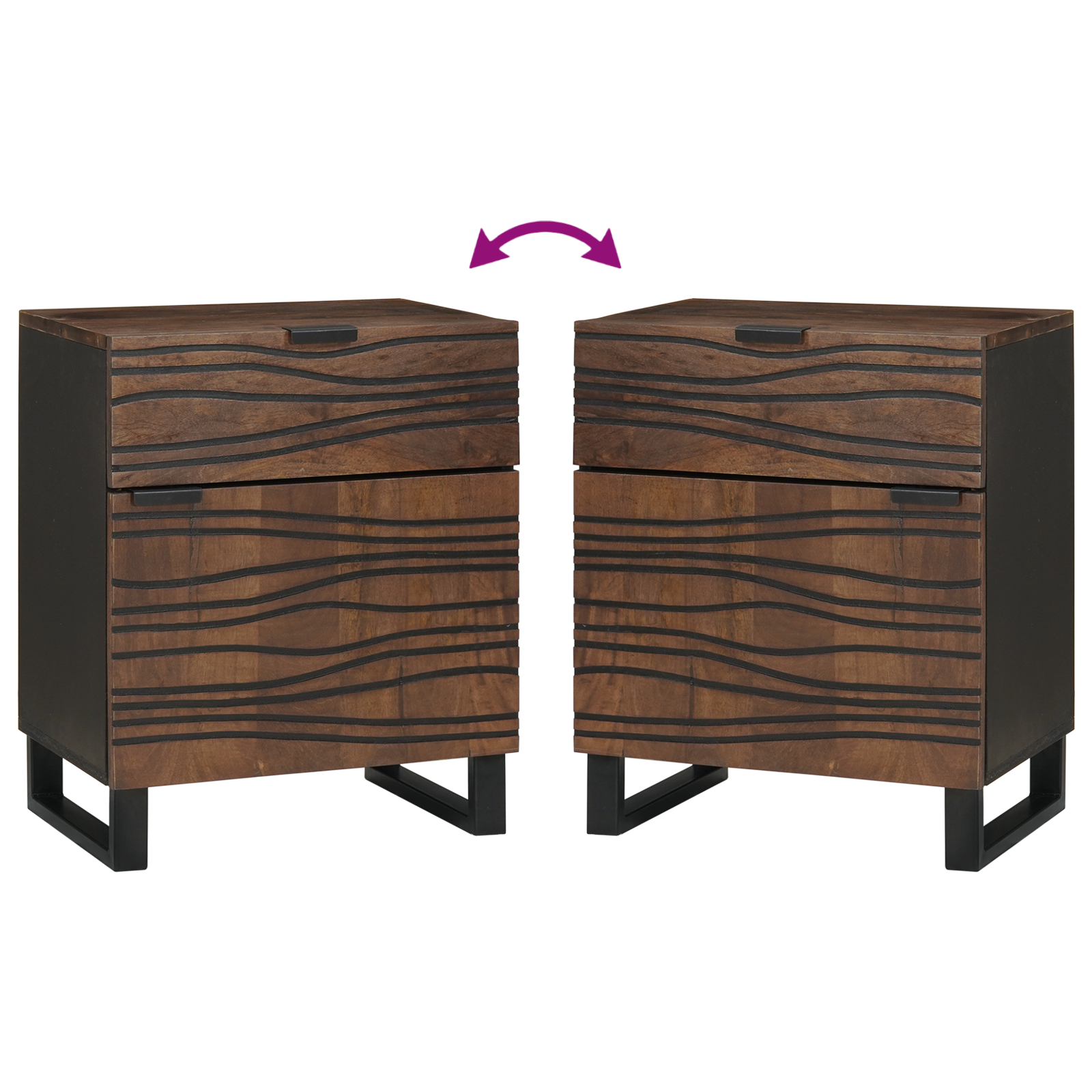 Comodino 50x33x60 cm Legno Massello Noce