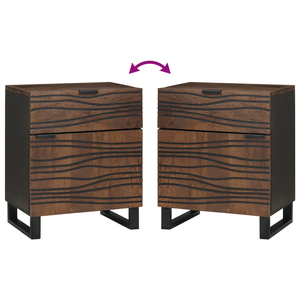 Comodino 50x33x60 cm Legno Massello Noce