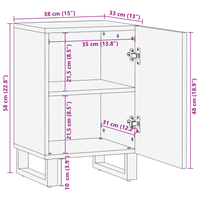 Armadio da bagno 38x33.5x58 cm in legno massello di mango