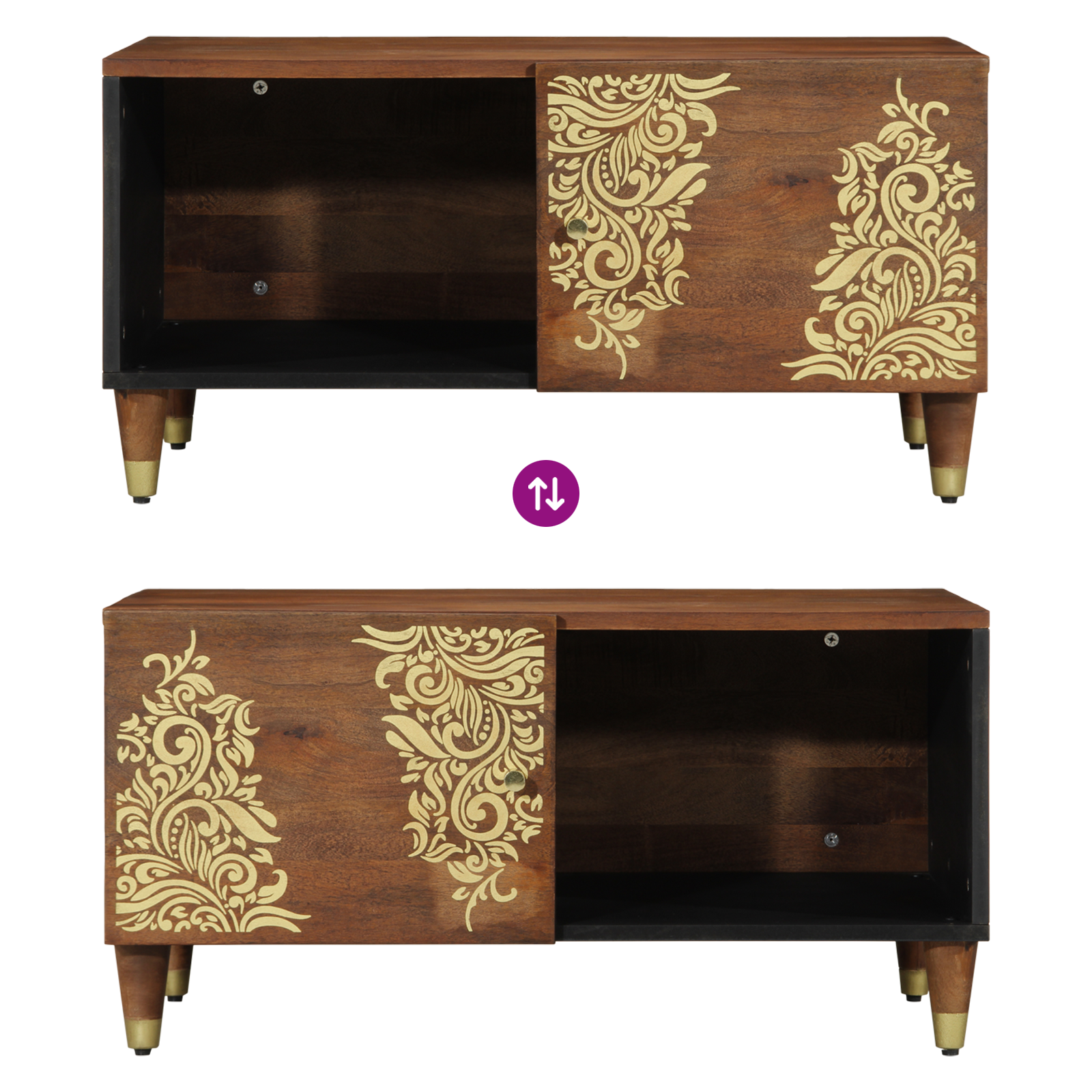 Tavolino da caffè 80x50x40 cm in legno massello di mango