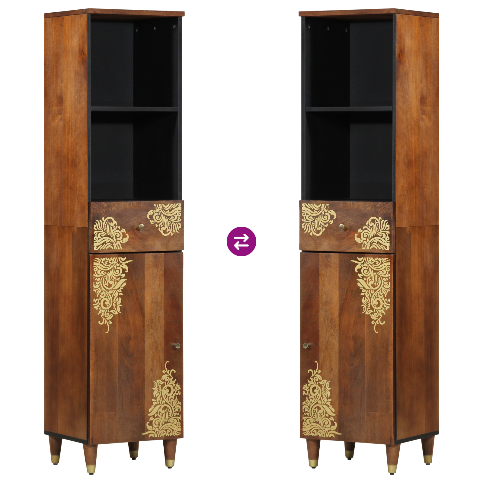 Mobile 38x33x160 cm in Legno Massello di Mango