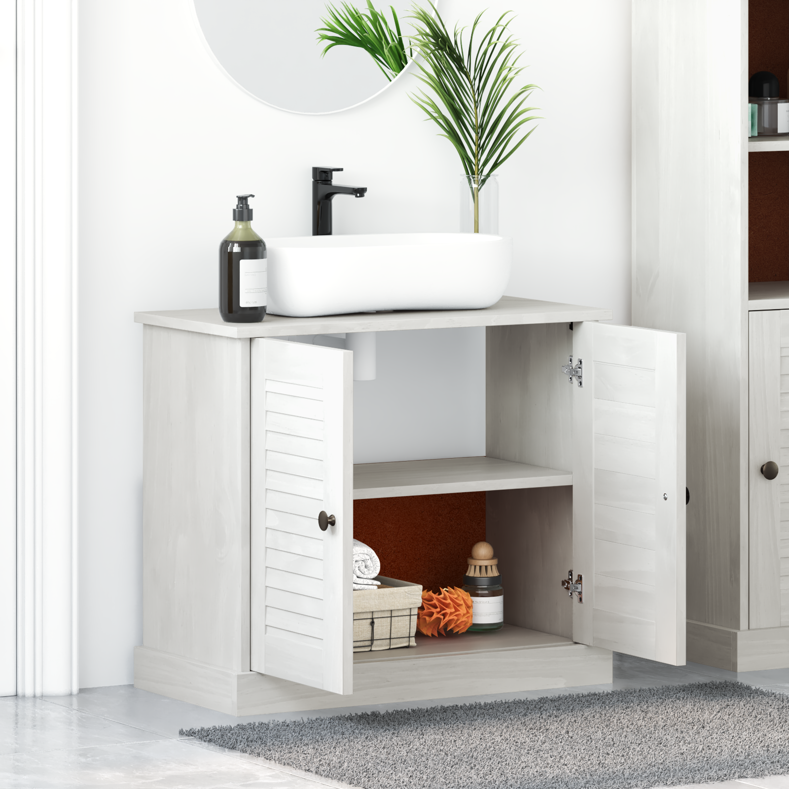 Mobile da Lavabo "VIGO" con Ante 67.5x34x59 cm Legno Massello di Pino