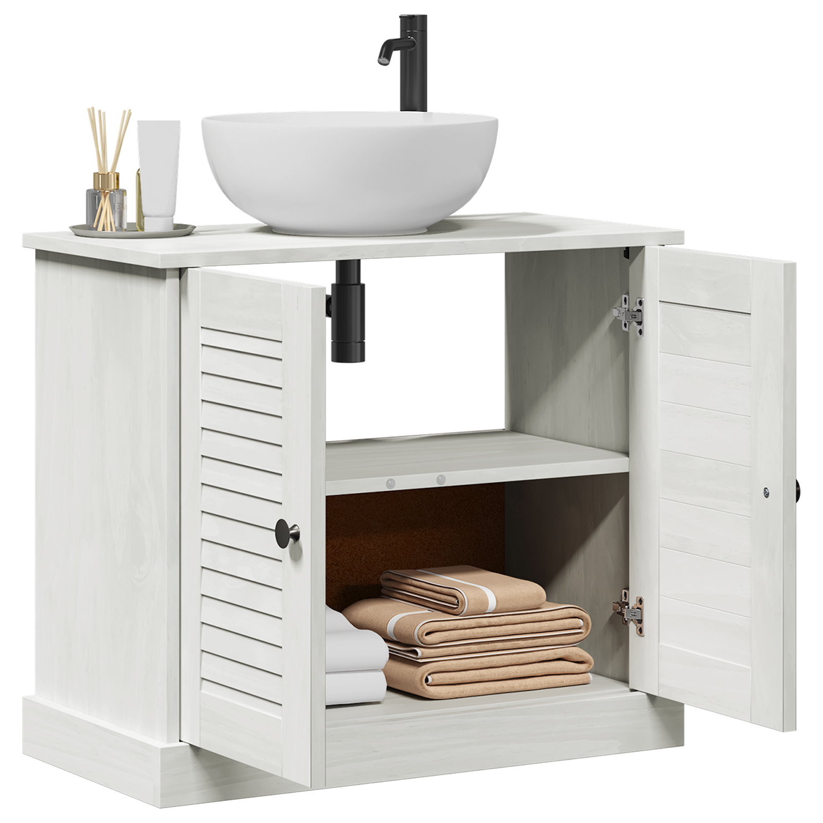 Mobile da Lavabo "VIGO" con Ante 67.5x34x59 cm Legno Massello di Pino