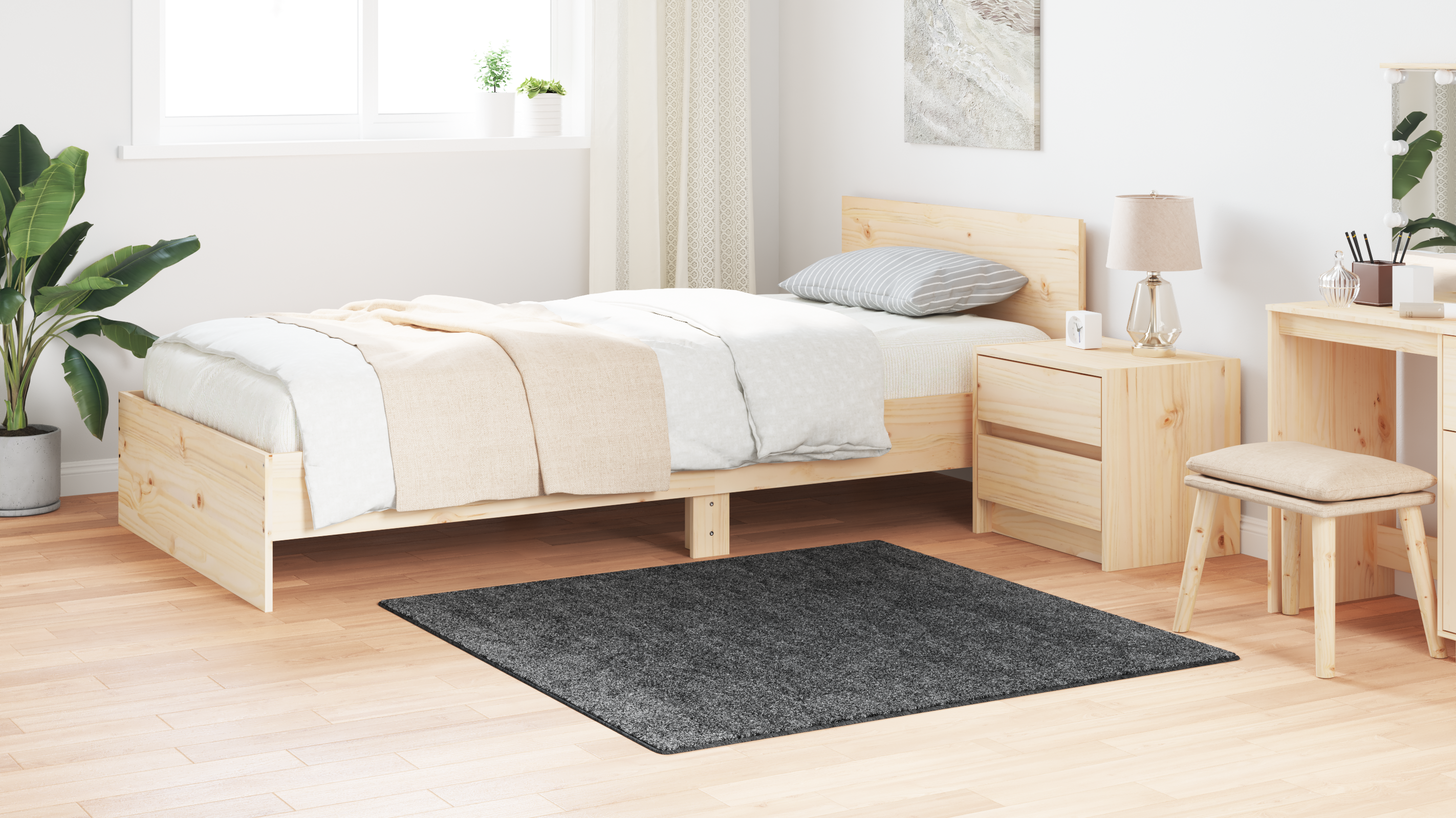 Tappeto Shaggy con Schienale in Lattice Grigio Scuro 120x120 cm