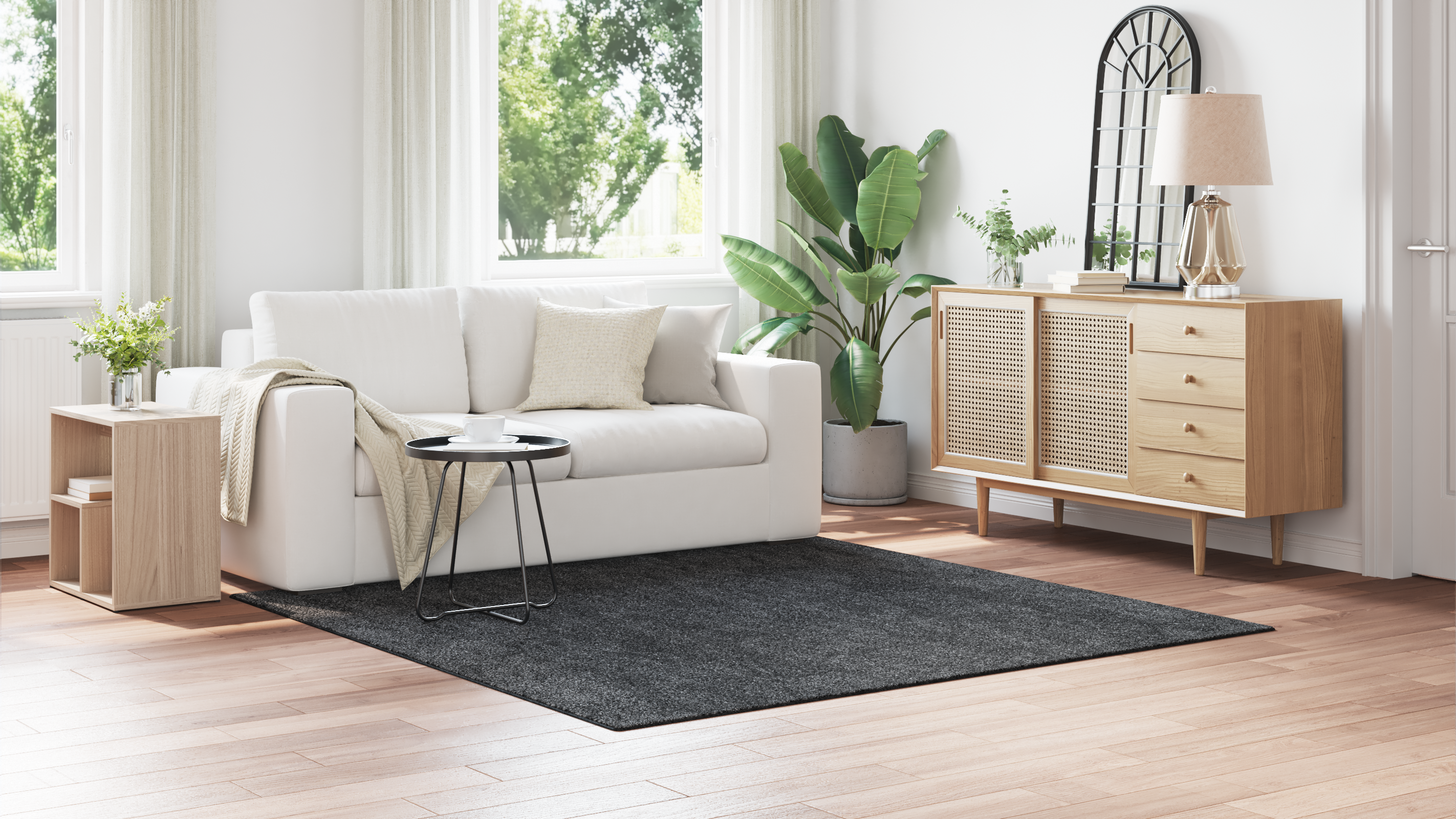 Tappeto shaggy  con retro in lattice grigio scuro 200x200 cm