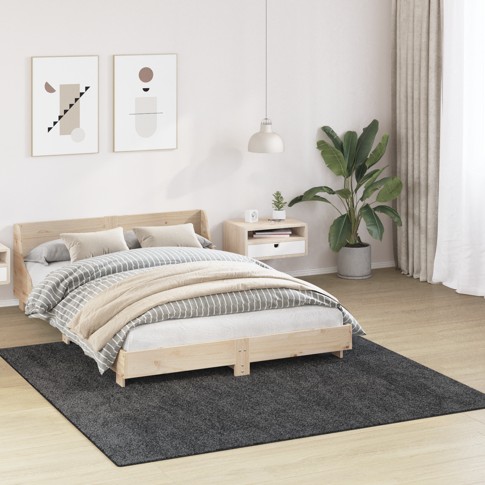 Tappeto shaggy  con retro in lattice grigio scuro 200x200 cm