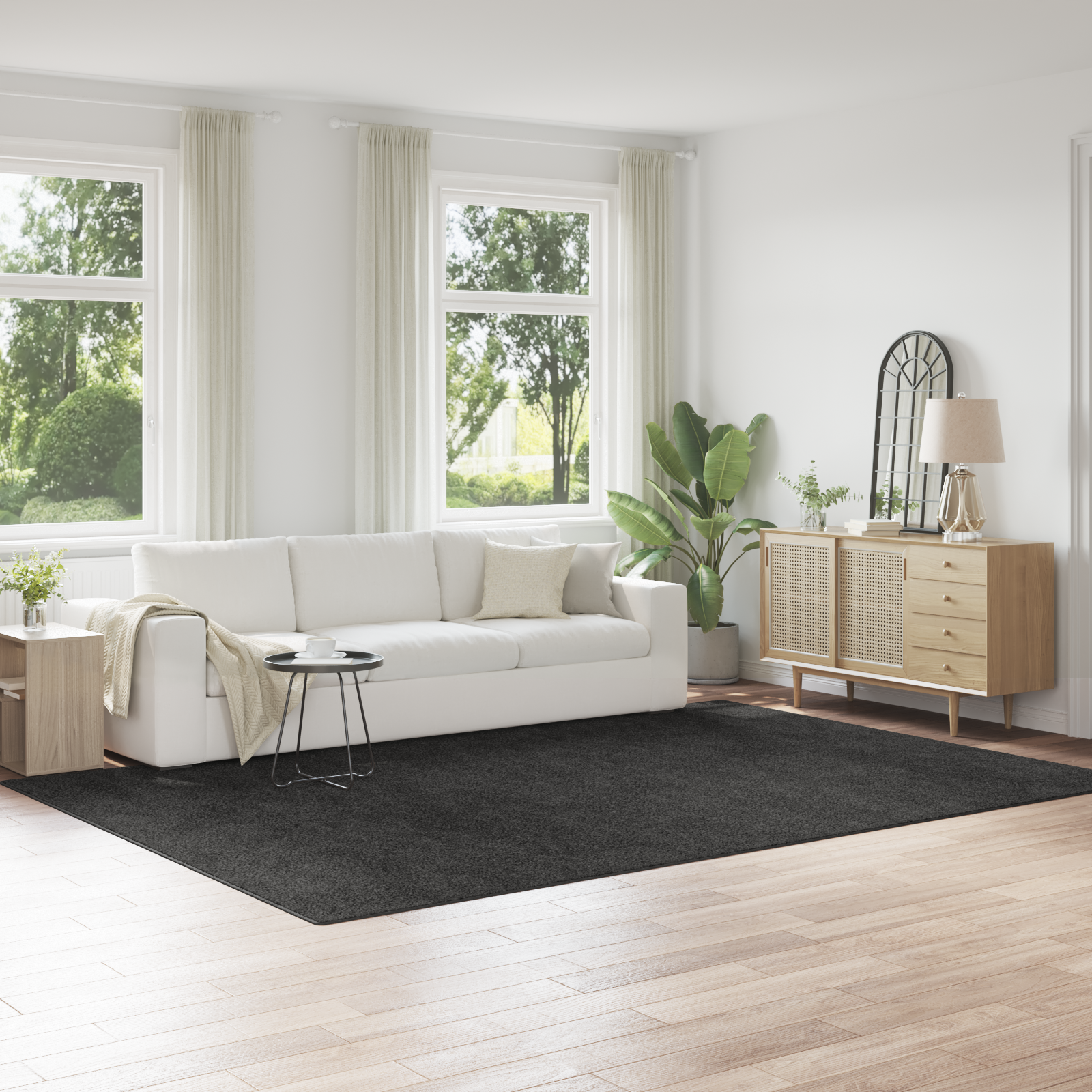 Tappeto Shaggy con retro in lattice grigio scuro 240x340 cm