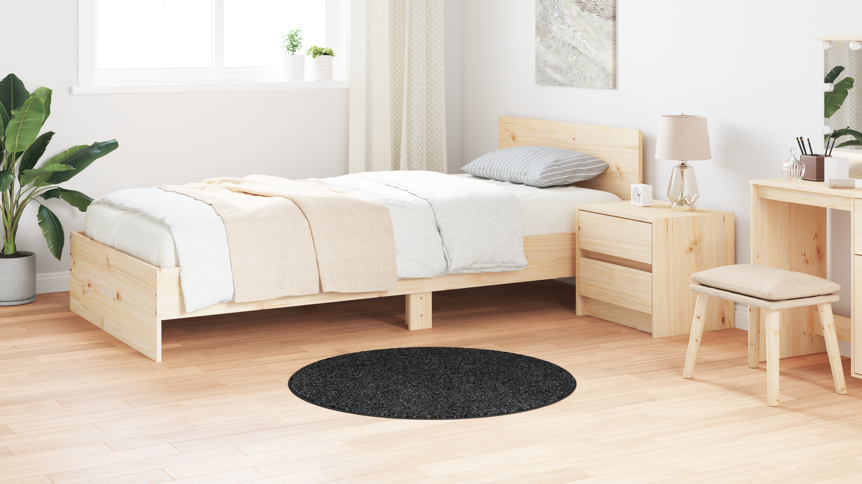 Tappeto Shaggy con supporto in lattice Grigio Scuro ø90 cm