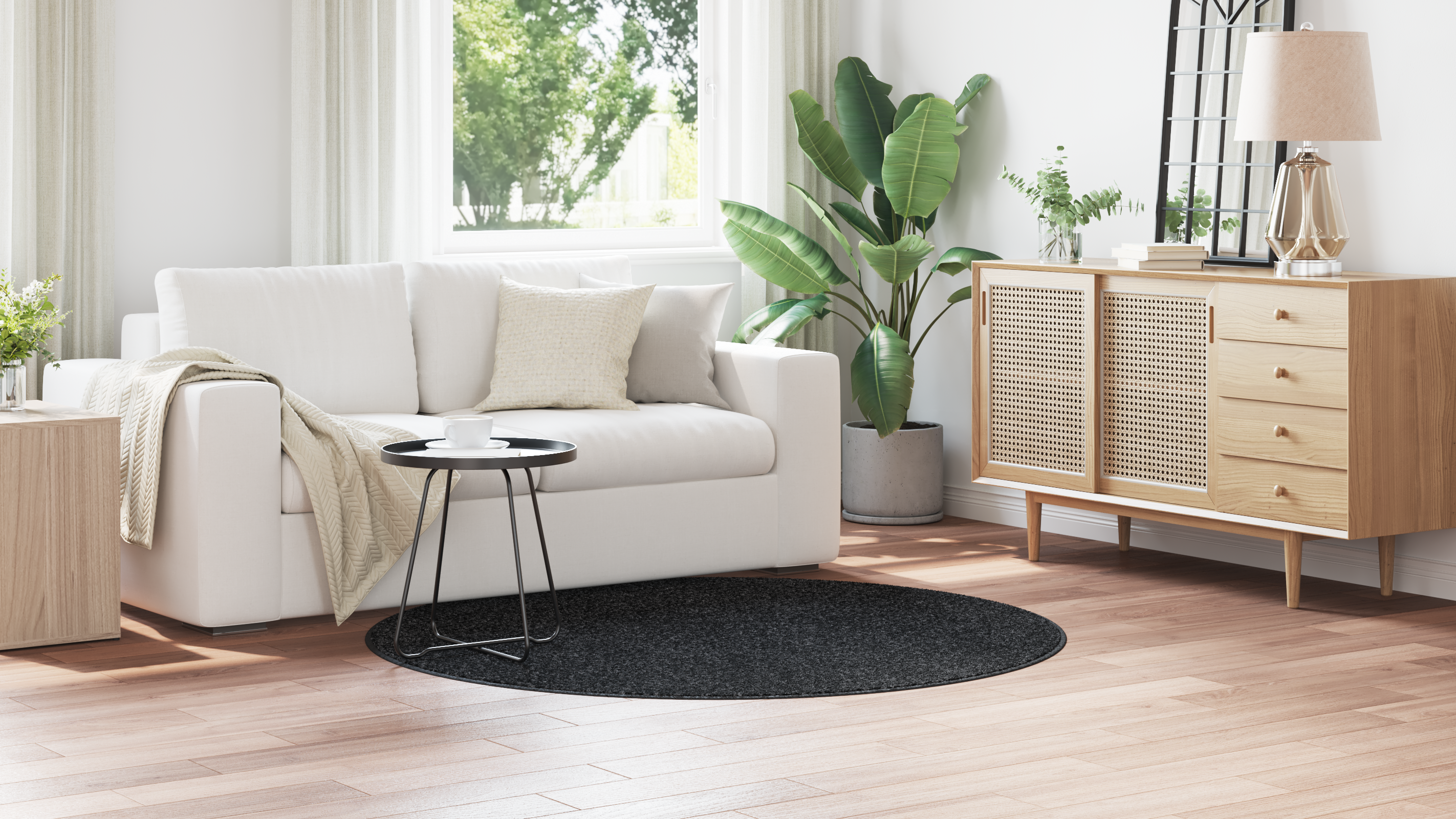 Tappeto Shaggy con retro in lattice Grigio scuro ø160 cm