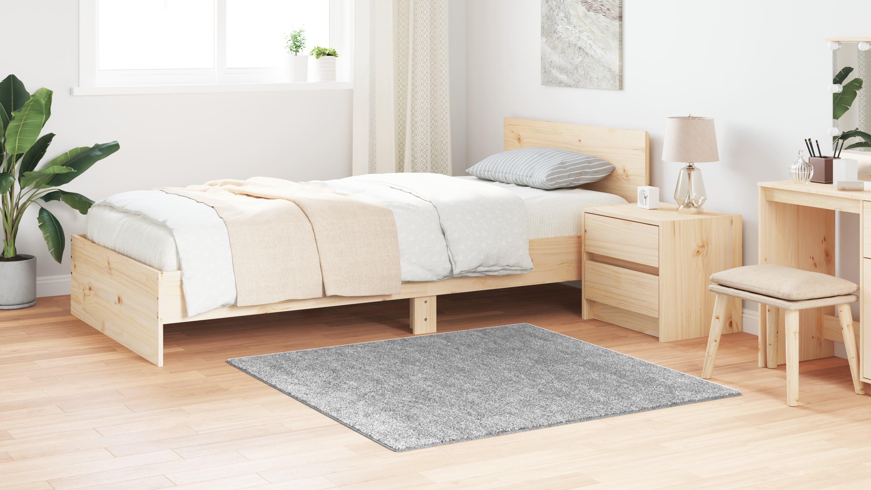 Tappeto Shaggy con Supporto in Lattice Grigio 120x120 cm