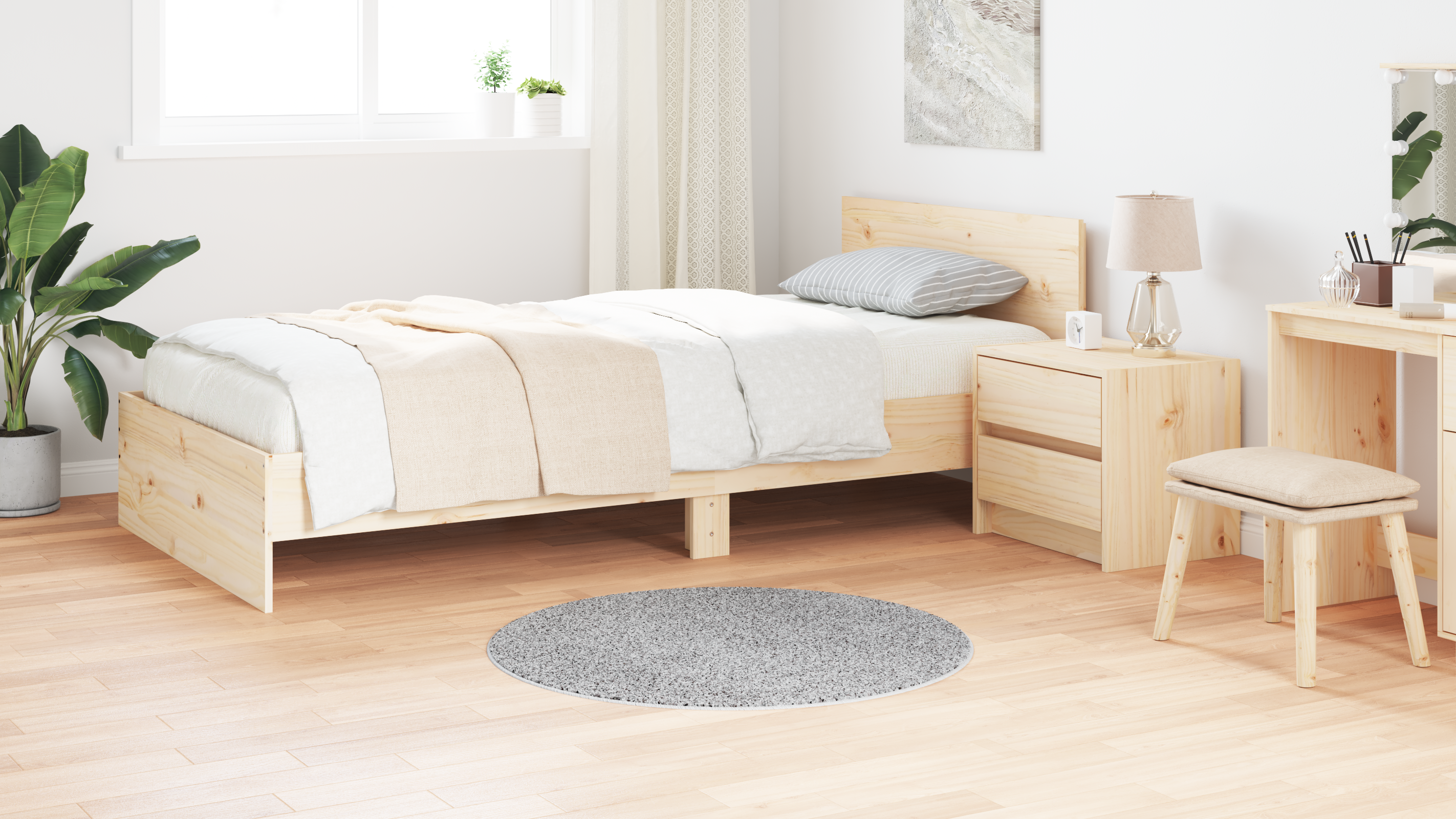 Tappeto Shaggy con Fondo in Lattice Grigio Ø90 cm