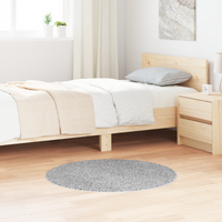 Tappeto Shaggy con Fondo in Lattice Grigio Ø90 cm