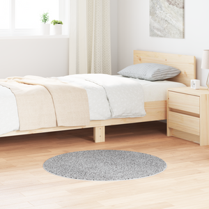 Tappeto Shaggy con Fondo in Lattice Grigio Ø90 cm