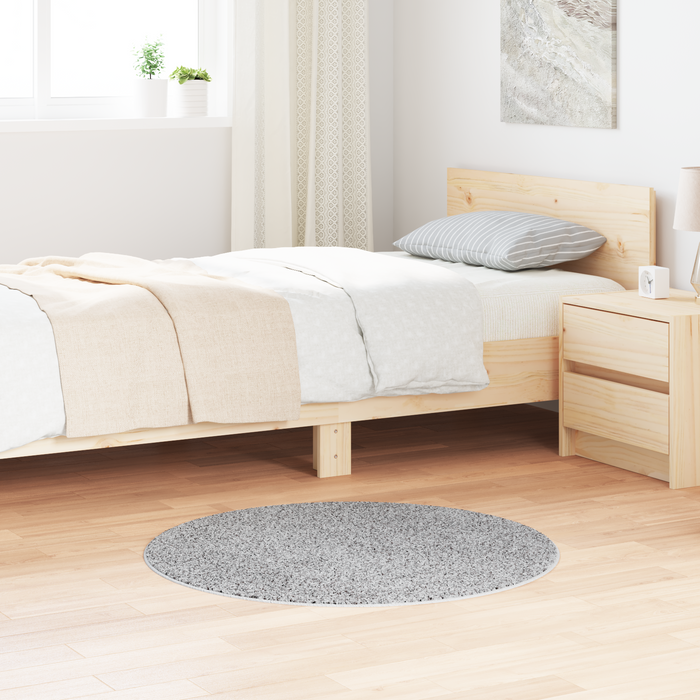 Tappeto Shaggy con Fondo in Lattice Grigio Ø90 cm