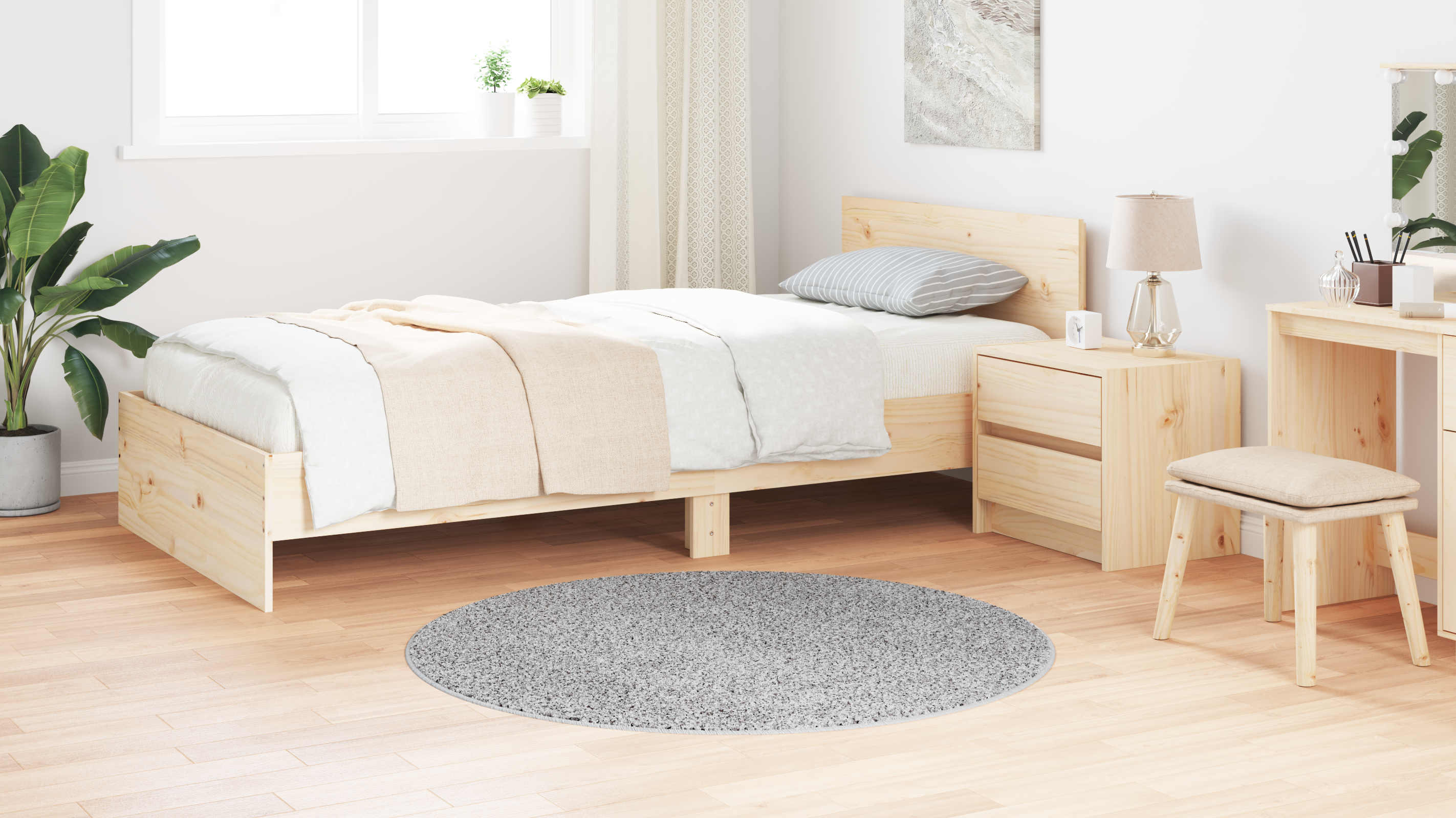 Tappeto Shaggy con retro in lattice Grigio ø120 cm